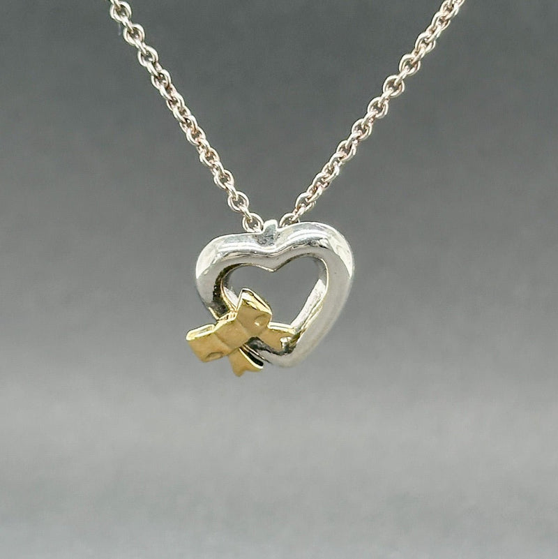 Estate Tiffany & Co. SS 18 Vintage Heart Bow Pendant - Walter Bauman Jewelers