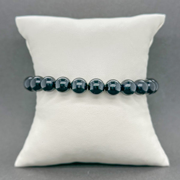 Estate Tiffany & Co. SS 8mm Onyx Bead Toggle Bracelet - Walter Bauman Jewelers