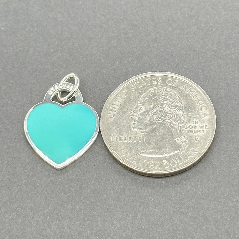 Estate Tiffany & Co. SS Blue Small Heart Tag Pendant - Walter Bauman Jewelers