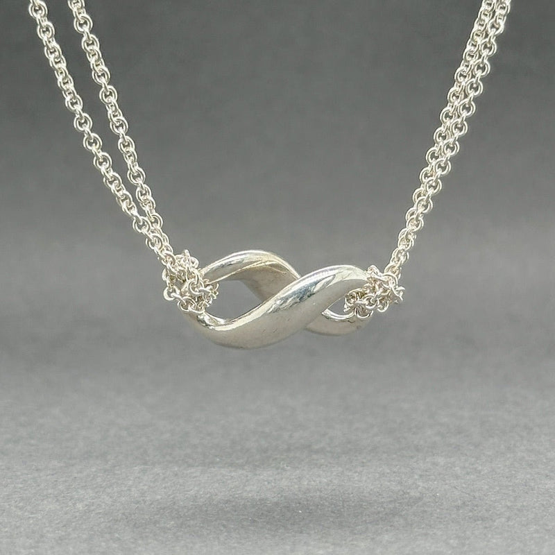 Estate Tiffany & Co. SS Double Chain Infinity Pendant - Walter Bauman Jewelers