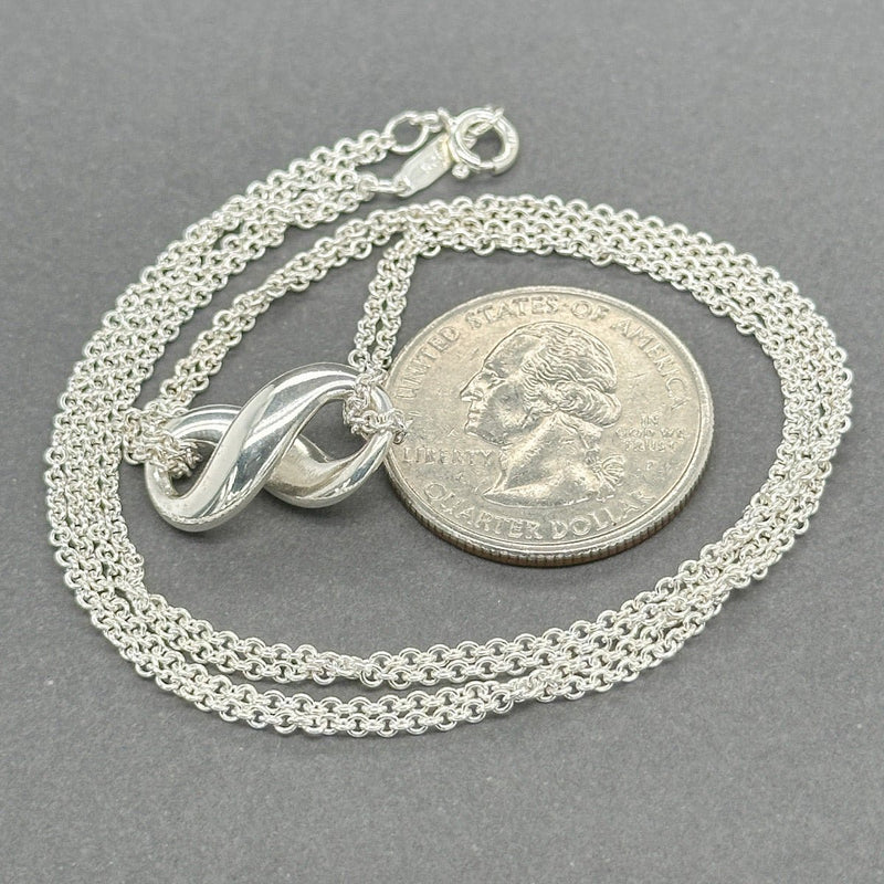 Estate Tiffany & Co. SS Double Chain Infinity Pendant - Walter Bauman Jewelers