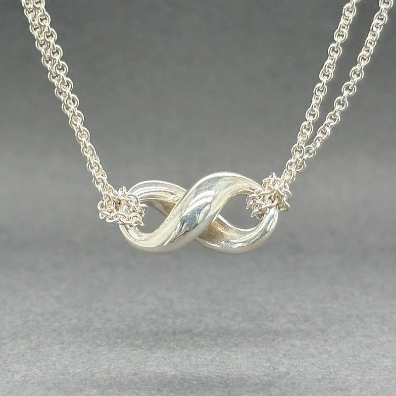 Estate Tiffany & Co. SS Double Chain Infinity Pendant - Walter Bauman Jewelers