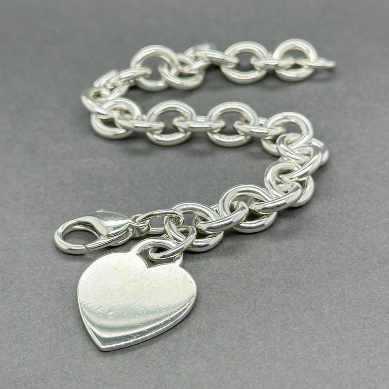 Estate Tiffany & Co. SS Heart Tag Charm Bracelet - Walter Bauman Jewelers