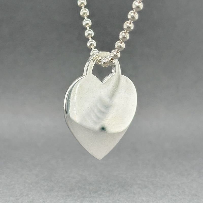 Estate Tiffany & Co. SS Large Heart Tag Pendant on Ball Chain - Walter Bauman Jewelers