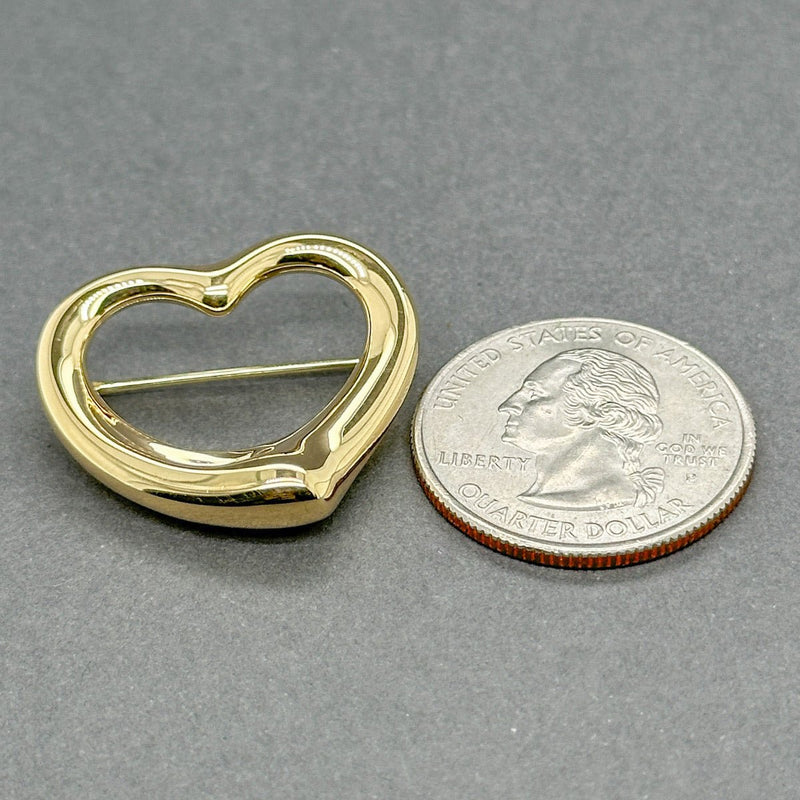 Estate Tifffany & Co. Peretti 18K Y Gold Open Heart Pin - Walter Bauman Jewelers