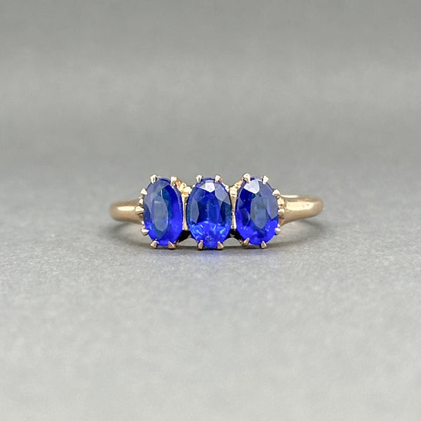 Estate Victorian 10K R Gold Blue Glass Ring - Walter Bauman Jewelers