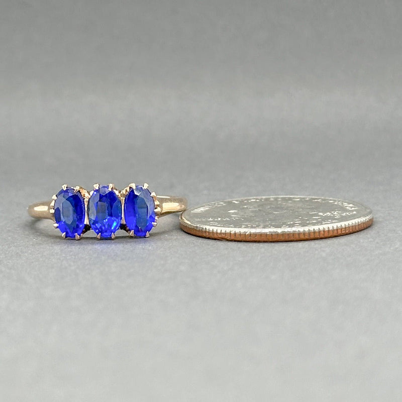 Estate Victorian 10K R Gold Blue Glass Ring - Walter Bauman Jewelers