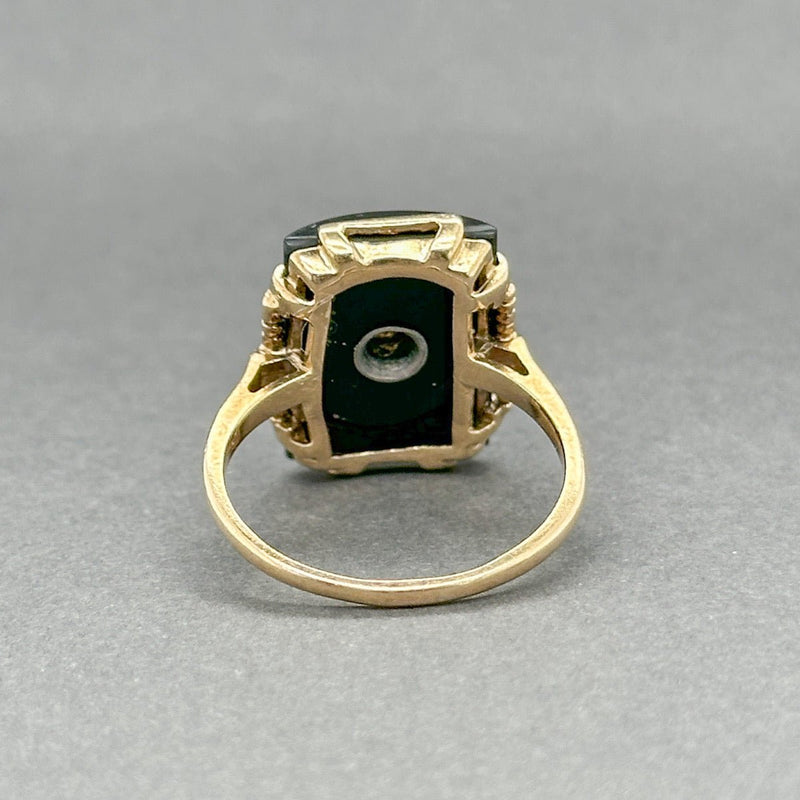 Estate Victorian 10K Y Gold 6.02ctw Sapphire & Onyx Signet Ring - Walter Bauman Jewelers