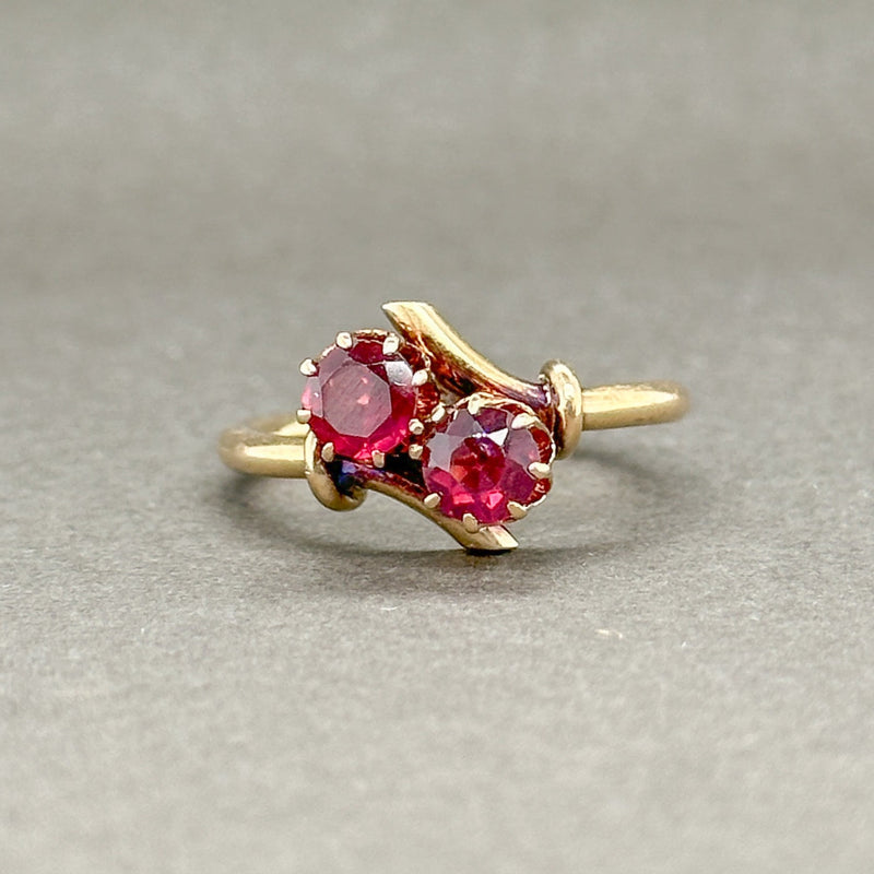 Estate Victorian 14K Y Gold 0.92ctw Garnet Bypass Ring - Walter Bauman Jewelers