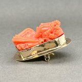 Estate Victorian 14k Y Gold 19.55ct Red Coral Goddess Flora Brooch - Walter Bauman Jewelers