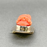 Estate Victorian 14k Y Gold 19.55ct Red Coral Goddess Flora Brooch - Walter Bauman Jewelers