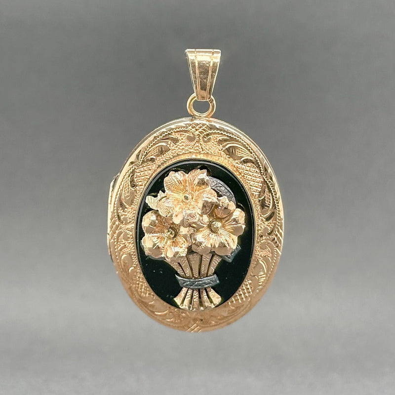 Estate Victorian 14K Y Gold 8.26ct Onyx Locket Pendant - Walter Bauman Jewelers