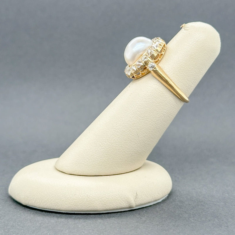 Estate Victorian 18K Y Gold Saltwater Pearl & 1.04ctw H - I/SI1 - 2 Diamond Ring GIA - Walter Bauman Jewelers