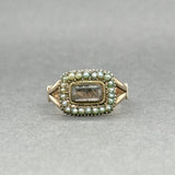 Estate Victorian 7K R Gold 0.22ct Rock Crystal Mourning Ring - Walter Bauman Jewelers