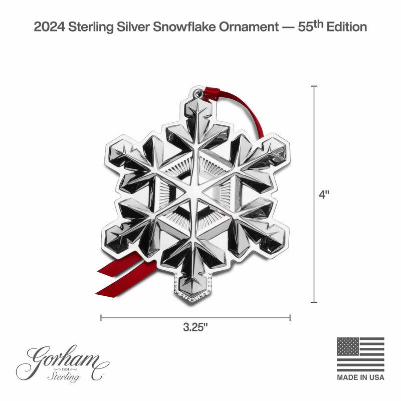 Gorham 2024 Annual Sterling Silver Snowflake Ornament - 55th Edition - Walter Bauman Jewelers