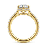 14K Y Gold 0.37ctw G-H/SI1 Compass Prong Emerald Cut Hidden Halo Diamond Mounting