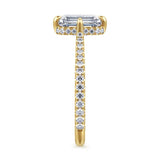 14K Y Gold 0.37ctw G-H/SI1 Compass Prong Emerald Cut Hidden Halo Diamond Mounting