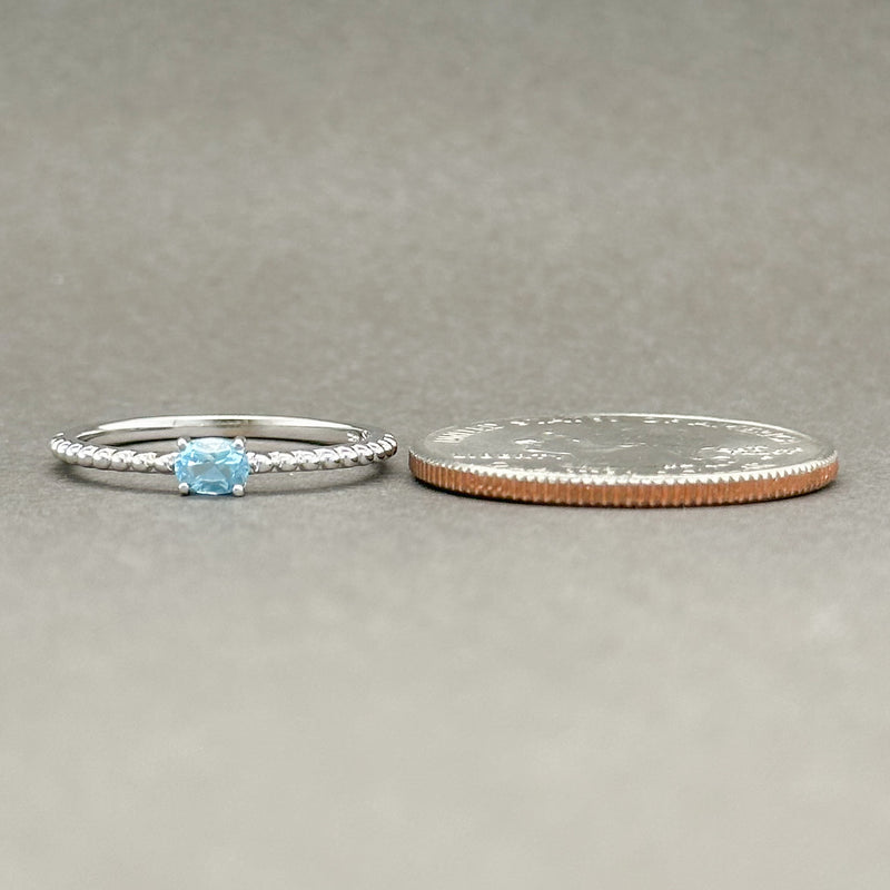Estate 14K W Gold 0.19ct Blue Topaz Bead Stacking Ring - Walter Bauman Jewelers