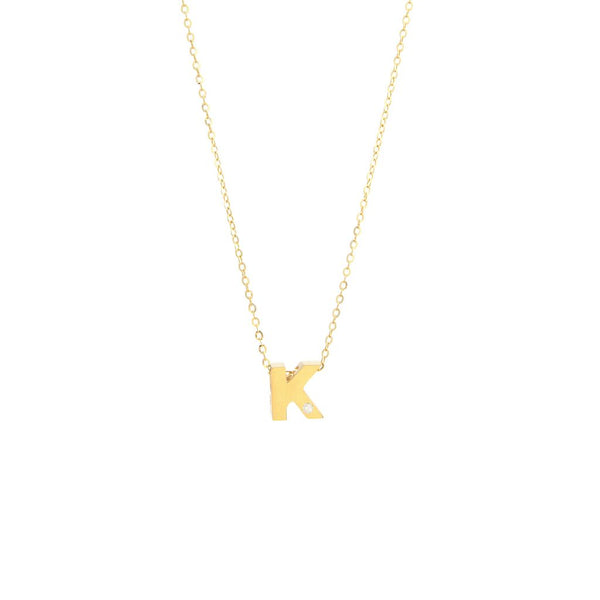 14K Y Gold initial 'K' pendant  with 0.01ct Diamond