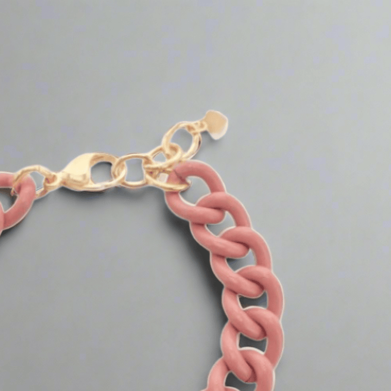 Mauve Enamel Large Link Bracelet with YGP Clasp - Walter Bauman Jewelers