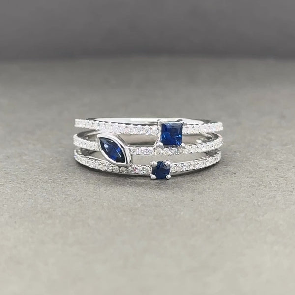 Estate 14K W Gold 0.48ctw Diamond and 0.46ctw Sapphire Ring