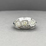 Estate Art Deco 18K W Gold 0.39ctw Diamond & 0.16ctw Sapphire Ring