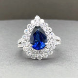 Estate 18K W Gold 3.82ct Lab-Created Sapphire, 1.81ctw G/SI1-2 Diamond Ring