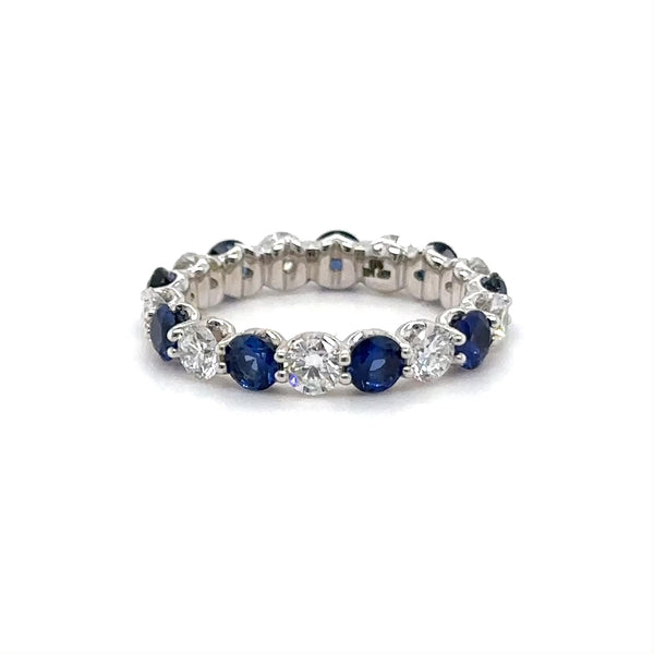 14K W Gold 1.46ctw Lab Created Diamond and 1.79ctw Sapphire Eternity Band