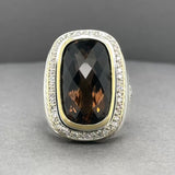 Estate David Yurman SS 18 18.55ct Smoky Quartz & 0.61ctw Diamond Albion Ring