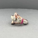 Estate 14K R Gold 0.08ctw Lab-Created Ruby & 0.25ctw Diamond Ring