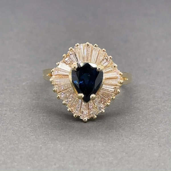 Estate 18K Y Gold 1.50ct Sapphire & 1.24ctw G/SI2-I1 Diamond Halo Ring