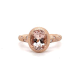 14K R Gold 0.12ctw Diamond and 1.69ct Oval Morganite Ring