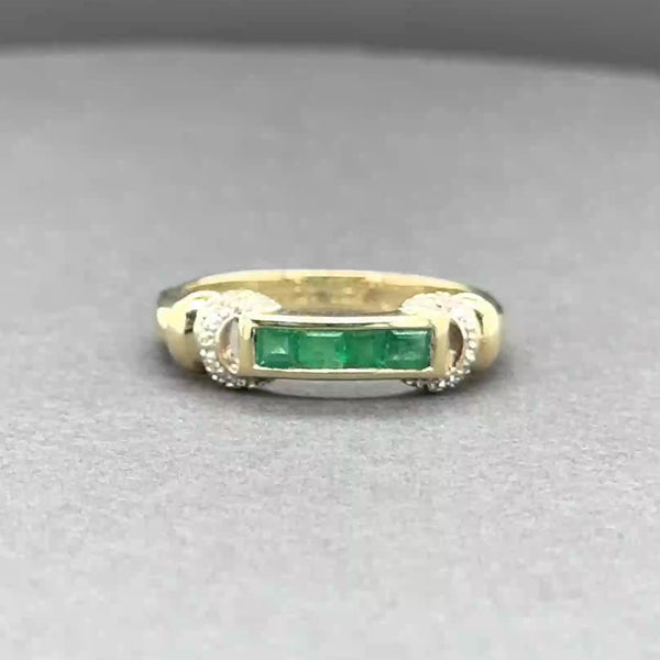 Estate 14K TT Gold 0.24ctw Emerald & 0.02ctw Diamond Ring