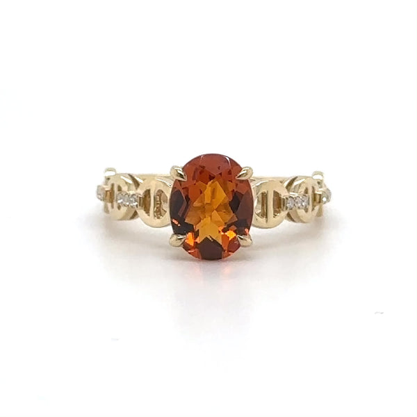 14K Y Gold 1.54ct Citrine and 0.04ctw G/SI1 Diamond Ring