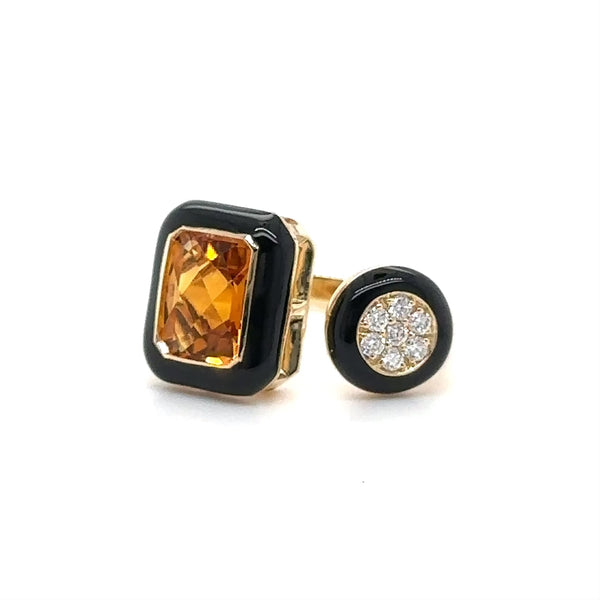 14K Y Gold 0.10ctw Diamond and 1.53ct Citrine Ring