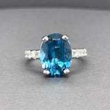 Estate 14K W Gold 6.65ct Topaz & 0.48ctw G-H/SI1-2 Diamond Cocktail Ring