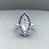 Estate 14K W Gold 0.66ctw Sapphire & 0.11ctw Diamond Cocktail Ring