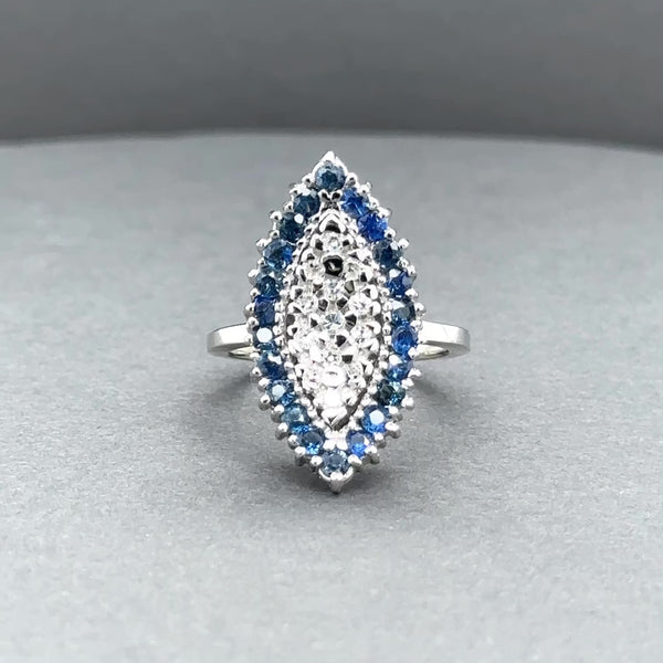 Estate 14K W Gold 0.66ctw Sapphire & 0.11ctw Diamond Cocktail Ring