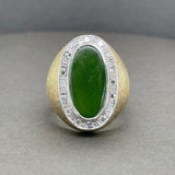 Estate 14K Y Gold 2.40ct Green Jade & 0.40cttw H-I/VS2 Diamond Men's Ring