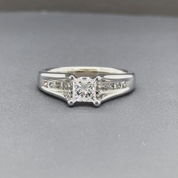 Estate 14K W Gold 0.98ctw H/SI2 Diamond Engagement Ring