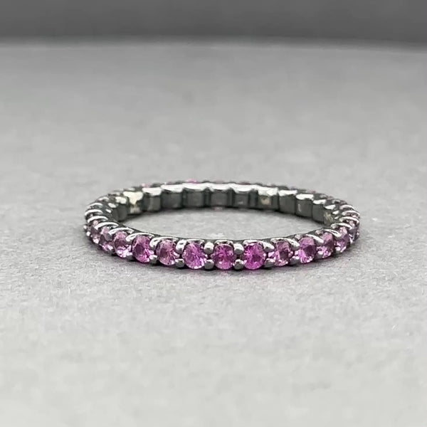 Anillo de eternidad con zafiro rosa de 1,0 quilates chapado en RDM negro en oro de 14 quilates Estate