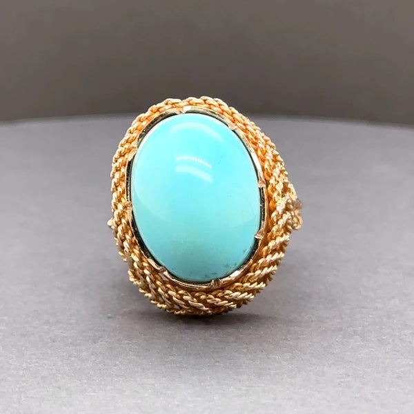 Estate 18K Y Gold 20.10ct Turquoise Cocktail Ring