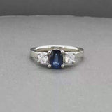 Estate 14K W Gold 0.75ct Saphire & 0.43ctw Diamond Ring