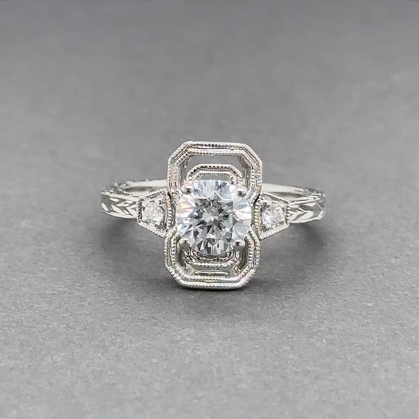 Estate 14K W Gold 0.05ctw Diamond Eng. Ring