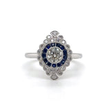 18K W Gold 0.26ctw Sapphire and H/SI2 0.67ctw Diamond Ring