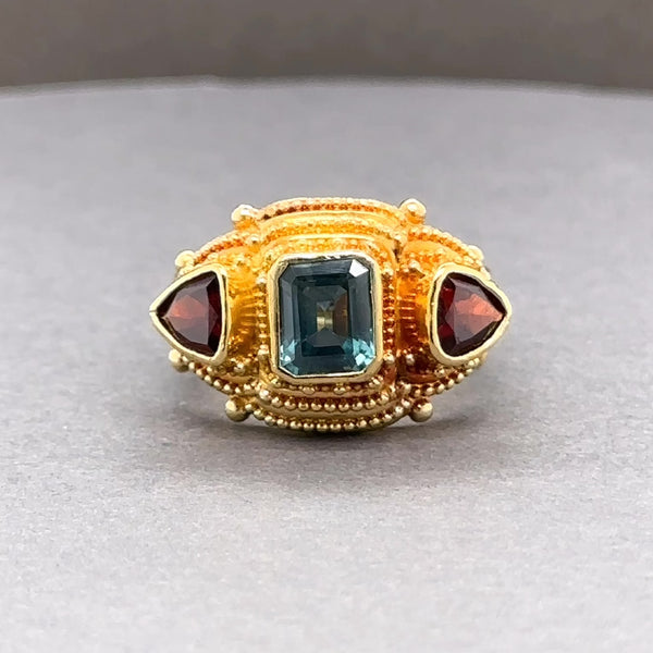 Estate Luna Felix 18K Y Gold 2.54ctw Sapphire & Garnet Ring