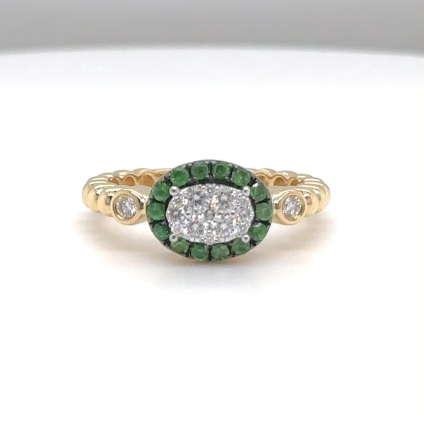 14K Y Gold 0.25cttw Zircon and 0.30cttw G/SI1 Diamond Ring