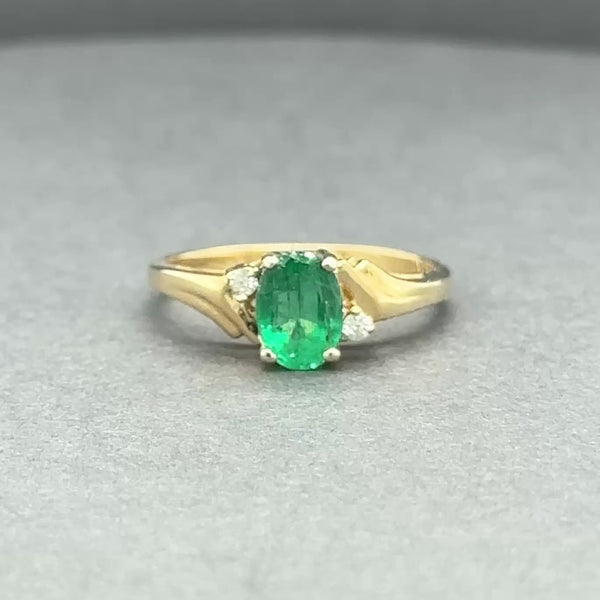 Estate 14K Y Gold 0.74ct Emerald & 0.04ctw Diamond Ring