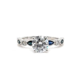 14K W Gold 0.08ctw G/SI1 0.32ctw Sapphire Engagement Ring Mounting