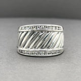 Estate David Yurman SS 0.42ctw G-H/VS2-SI1 Diamond Cable Cigar Ring